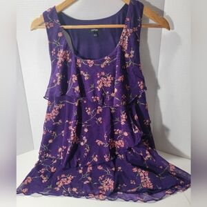 Apt. 9 Purple and Pink Floral Tank Top